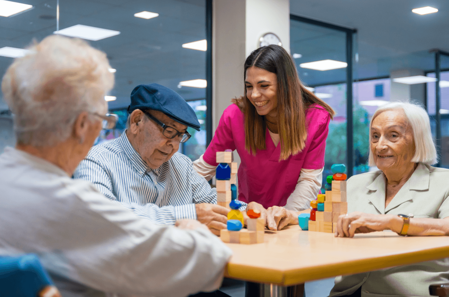 Care professional speaking with a client at home
